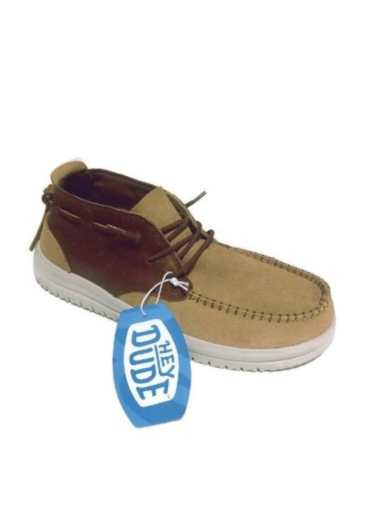 Hey Dude Mens Size 11 Jackson Suede Casual Boot Shoes Chestnut Tan Mid Top EU 44